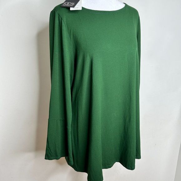 Eileen Fisher Ballet Neck Tunic Top Hemlock (Green) Size Lg - Picture 4 of 6